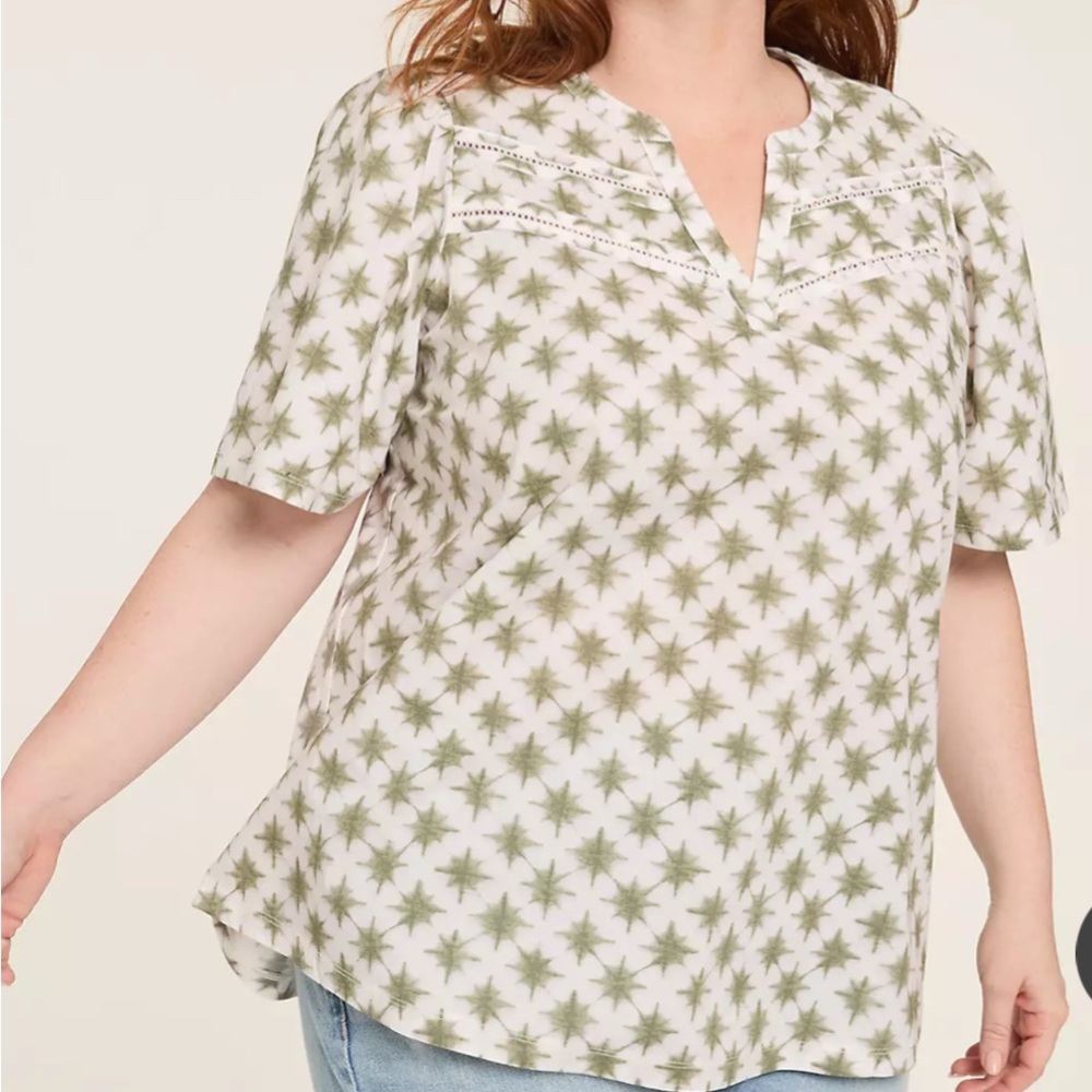 Lane Bryant Olive Star Print Blouse